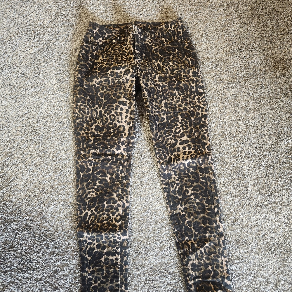 Jennifer Lopez Leopard Print Skinny Jeans - Brown and Black